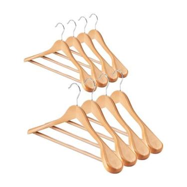 Imagem de Cabides de madeira AMKUFO Wide Shoulder, pacote com 8, naturais