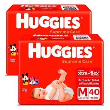 Imagem de Kit 2 Fralda Huggies Supreme Care Tamanho M Mega 40 Unidades Descartáv