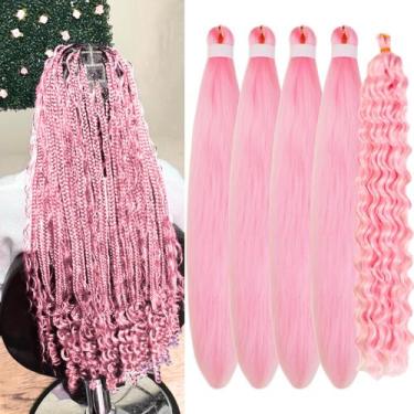Imagem de Braiding Hair Gozill, pré-esticado, rosa, boho, encaracolado, 4x26 pol