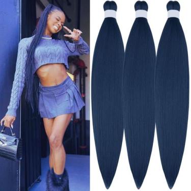 Imagem de Braiding Hair Leticia Navy Blue Pré-esticado 300g (3 pacotes)