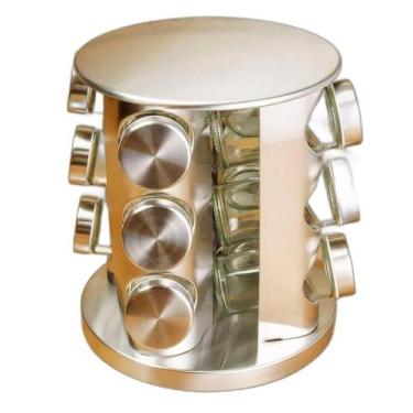 Imagem de Conjunto Porta Temperos Giratório Vidro Tampa Inox - Bellator