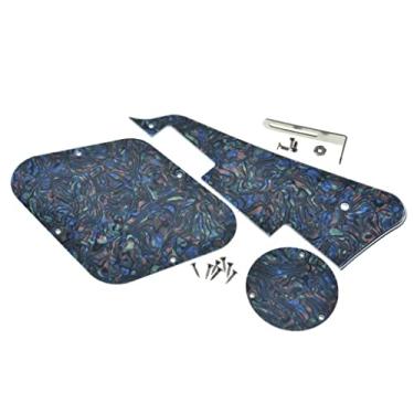 Imagem de Dopro LP Placa traseira para guitarra Pickguard placa traseira para interruptor e suporte de montagem de aço níquel com parafusos de montagem Pickguard de aço para EUA Les Paul Abalone Pearl