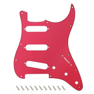 Imagem de Banworks Placa de 1 Ply Strat SSS Pickguard para guitarra elétrica de 11 furos para para-lama EUA/Mexicano Estilo Moderno Padrão Stratocaster ST JT/HB-01 Espelho Vermelho