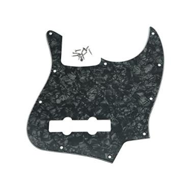 Imagem de KAISH 4 cordas J Bass Style Pickguard Bass Pick Guard Scratch Plate para EUA/México Jazz J Bass Black Pearl