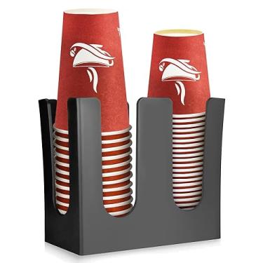 Imagem de MYITYARD Coffee Cup Dispenser, 2 Compartment Cup and Lid Organizer fits 5 to 16 oz Disposable Paper & Plastic Cups, Acrylic Cup Holder for Table Countertop, Black