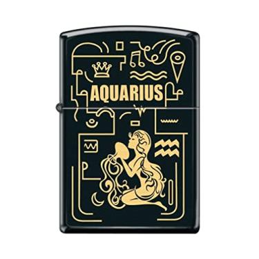 Imagem de Zippo Isqueiro - Aquarius Zodiac Black Matte Windproof Lighter #Z5298