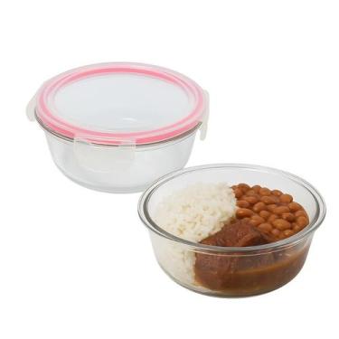 Imagem de Pote Vidro 950ml Redondo Não Vaza Marmita Tampa Hermético Vidro - CLIC