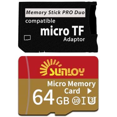 Imagem de Adaptador de cartão de memória PSP com cartão micro SD de 64 GB, micro SD/SDHC/SDXC para cartão Memory Stick PRO Duo MagicGate compatível com PlayStation Portable, câmera, Handycam, celular e PSP 1000