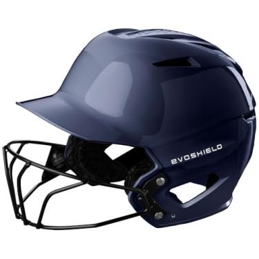 Imagem de EvoShield Capacete de rebatedor brilhante XVT 2.0 com máscara facial - azul-marinho, grande/GG