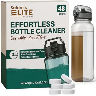 Imagem de Comprimidos de limpeza de garrafas de água Salem's Elite - aço inoxidável limpo, copos, garrafas térmicas, garrafas de água reutilizáveis, mamadeiras e garrafas esportivas 48 tabletes de limpeza