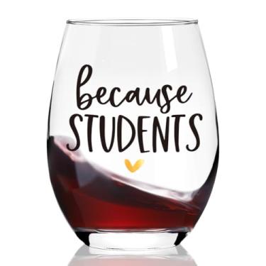 Imagem de Ymzkpoa Because Students Teacher Appreciation Gifts for Women, Presentes ideais de fim de ano para professores, professores, colegas, taça de vinho sem haste presente para o dia do professor