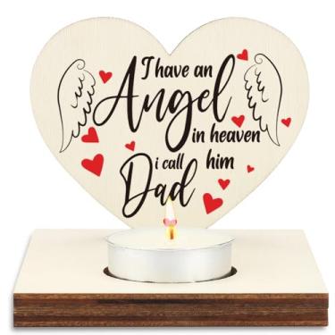 Imagem de Castiçal de madeira em forma de coração, presente memorial e simpatia com cardeal, asas de anjo e citações sentimentais, decoração de lembrança de madeira rústica para parentes falecidos SLZ7