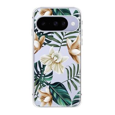 Imagem de Peachy Life Capa para GG 10, estampa de flores da selva tropical com design de folhas de palmeira capa protetora transparente de TPU macio 16 cm (samambaia de pétala branca, GP 10)