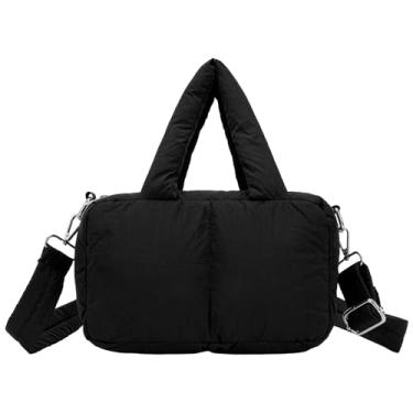 Imagem de Bolsa pequena acolchoada para mulheres bolsa tiracolo acolchoada bolsa de ombro inchada com alça removível preta