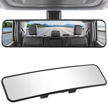 Imagem de LivTee Espelho retrovisor panorâmico, 11,2" (285 mm), espelho retrovisor interno curvado convexo amplo com encaixe, elimina o ponto cego para carros, SUV, caminhões