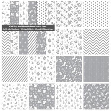 Imagem de ZAKHSE Papel de scrapbook de Natal, 15 x 15, flocos de neve, boneco de neve, estampa de Natal, cartolina dupla face, padrão de 24 folhas, bloco de papel para artesanato, decoração de diário de férias