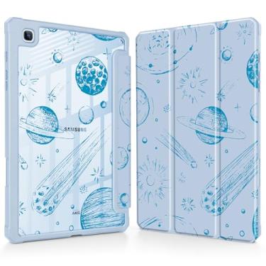 Imagem de Tuiklol Para Samsung Galaxy Tab S6 Lite 26.4 cm 2024 2022 2020, Buit in S Pen Holder com capa protetora à prova de choque, capa traseira transparente transparente, despertar/hibernar, cometas