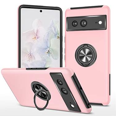 Imagem de SORAKA Capa para Google Pixel 7 com suporte de anel invisível e placa de metal para montagem magnética em carro Capa rígida para PC Capa Google Pixel 7 Capa resistente de nível militar