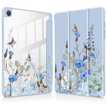 Imagem de May Chen Capa para Samsung Galaxy Tab A9 Plus 27.9 cm 2023, suporte de lápis embutido com capa à prova de choque, capa traseira transparente transparente despertar/hibernar automaticamente, borboleta