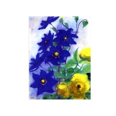 Imagem de Flores Pintura em tela Famosa Pintura Reprodução-Quadros para sala de estar-Flores azuis e amarelas-Pôster e impressões 60x80cm Sem Moldura