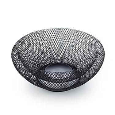 Imagem de Cesta decorativa de arame duplo de metal, tigela de frutas moderna e fofa para bancada de cozinha, tigela de servir legumes, prateleira elegante para banana, vegetais frescos, laranja, ovos (preto)
