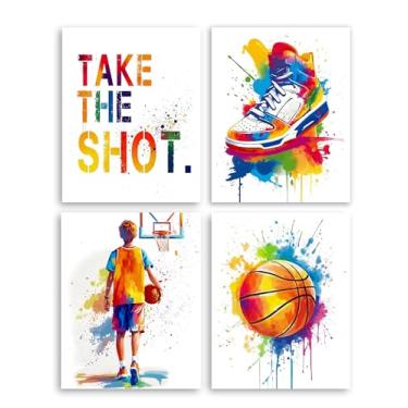 Imagem de Frimeeme Impressões inspiradoras de arte de parede em tela de grafite de basquete - decoração de quarto de basquete para meninos adolescentes sala de estar quarto conjunto de 10 cm x 25 cm, sem