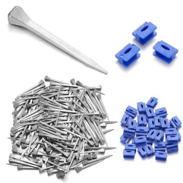 Imagem de Zonon Conjunto de ferramentas de fabricação de vitrais de 150 peças, 100 pregos de ferradura e 50 blocos de batente de vidro para fazer painéis manchados