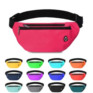 Imagem de Pochete para mulheres e homens, pochete transversal resistente à água esportiva bolsa de cintura, bolsa de cinto para viagens, caminhadas, corrida, 1 pacote - rosa 1, Large, Pochete