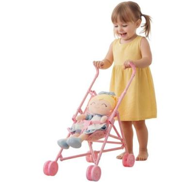 Imagem de Carrinho de Boneca Brinquedo Infantil Rosa Dobrável Leve - Cim-toys