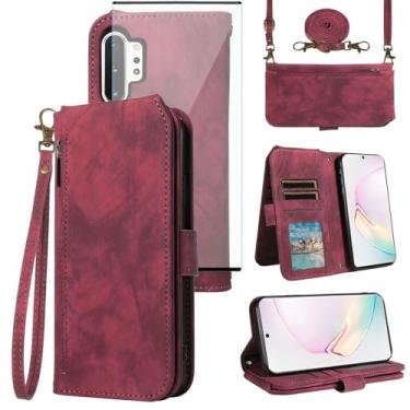 Imagem de Asuwish Capa de celular para Samsung Galaxy Note 10 Plus Note10+ 5G carteira celular com protetor de tela de vidro temperado alça flip porta-cartões Note10 + Notas 10+ Ten Not S10 10Plus Mulheres