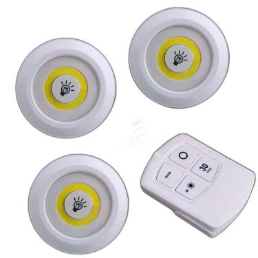 Imagem de Kit 3 Lâmpada Luminária Led Spot Sem Fio Controle Remoto Cor