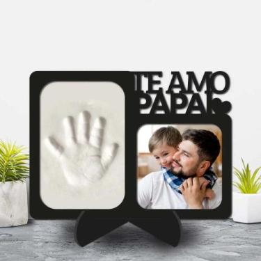 Imagem de Porta Retrato Te Amo Papai Presente para Pai Molde da Mão Criança Memó
