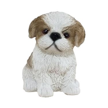 Imagem de Estatueta realista com decoração de resina para cachorros Shih Tzu 13 cm