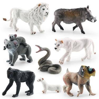 Imagem de Conjunto de figuras de animais selvagens, 8 peças de brinquedos realistas de vida selvagem em PVC
