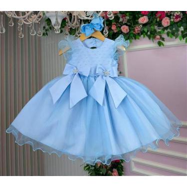 Imagem de Vestido Infantil Azul Bebê Luxo para Festa - Fabuloso Ateliê, M, Azul 