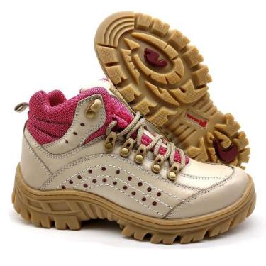 Imagem de Bota Trilha Feminina Trekking Adventure 5400/36 Creme/Pink - BMBRASIL,
