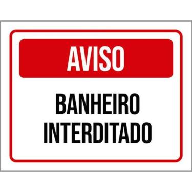 Imagem de Kit 3 Placas De Sinalização - Aviso Banheiro Interditado