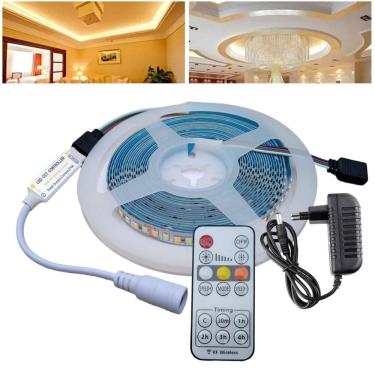 Imagem de Fita Led De 5M 12V Com 3 Cores De Luz + Controle + Fonte