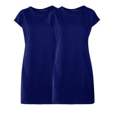 Imagem de Kit 2 Vestidos Feminino Estilo Camiseta  Moda Básico Slim Fitness, Azu