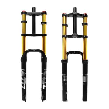 Imagem de ZTZ Garfo de suspensão pneumática de pneu gordo de 20/66.0 cm 4.0 - viagem de 180 mm, espaçamento do cubo de 135 mm, QR 9 mm, garfo de absorção de choque de coroa dupla para bicicleta elétrica MTB Fat