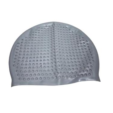 Imagem de Touca De Natação De Silicone Para Adultos, Com bolinhas, À Prova D'água E Antiderrapante (Cinza)