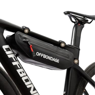 Imagem de OFFBONDAGE Bolsa para quadro de bicicleta – Bolsa triangular de bicicleta à prova d'água com bolso lateral – Bolsa de armazenamento sob o tubo de bicicleta para viagens de ciclismo em estrada