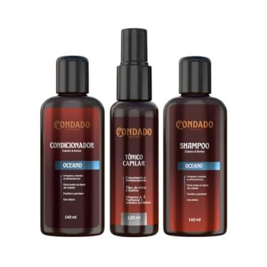 Imagem de Kit Shampoo Condicionador Tônico Fortificante Capilar Crescimento Cabelo Barba Antiqueda Condado (Oceano (Refrescante))