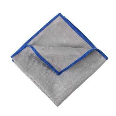 Imagem de Ruoming 3 peças de pano de limpeza de espelho de vidro, 30 x 30 cm, pano de polimento sem marcação, cinza com borda colorida (azul)