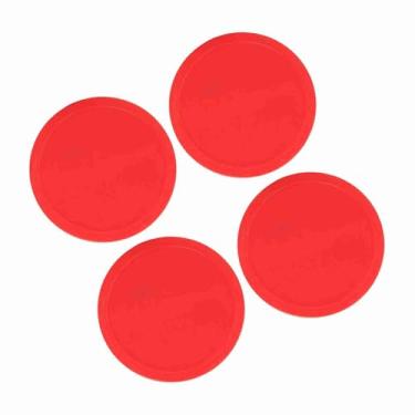 Imagem de Cryfokt Discos de Air Hockey, Empurradores de Air Hockey, Vermelho Durável de 3 Tamanhos para Jogos de de Sala de Jogos para Mesas de (Grande (82mm))