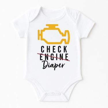 Imagem de Body Bebê Personalizado Check Engine Diaper - Baby da Moda