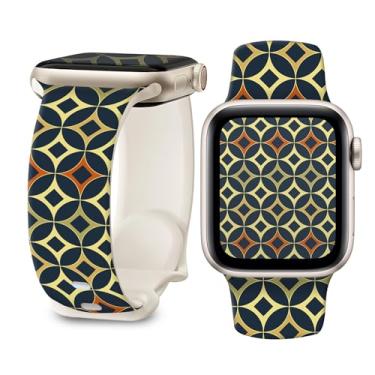 Imagem de Pulseira de silicone macio de 38 mm, 40 mm, 41 mm e 42 mm, pulseira de substituição com fecho clássico para Apple Watch Series SE11 10 9 8 7 6 5 4 3 2 1 Utral para mulheres (padrão circular 1)
