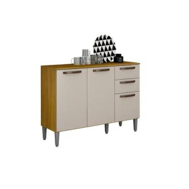 Imagem de Balcão de Cozinha 3 Portas 2 Gavetas Design Moderno Maisa com Pés Alto