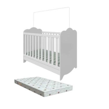 Imagem de Berço Moveis Peroba Clara Americano 3x1 MDF + Colchão, Branco