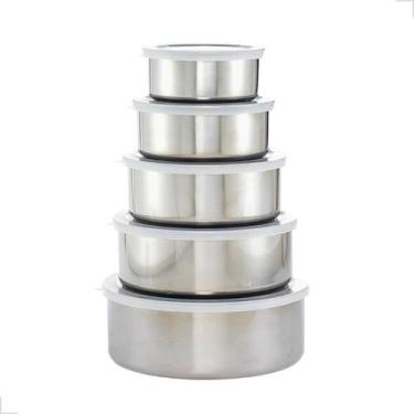 Imagem de Jogo Conjunto De Tigela Aço Inox 5 Peças Potes Bowl C/ Tampa - CLINK, 